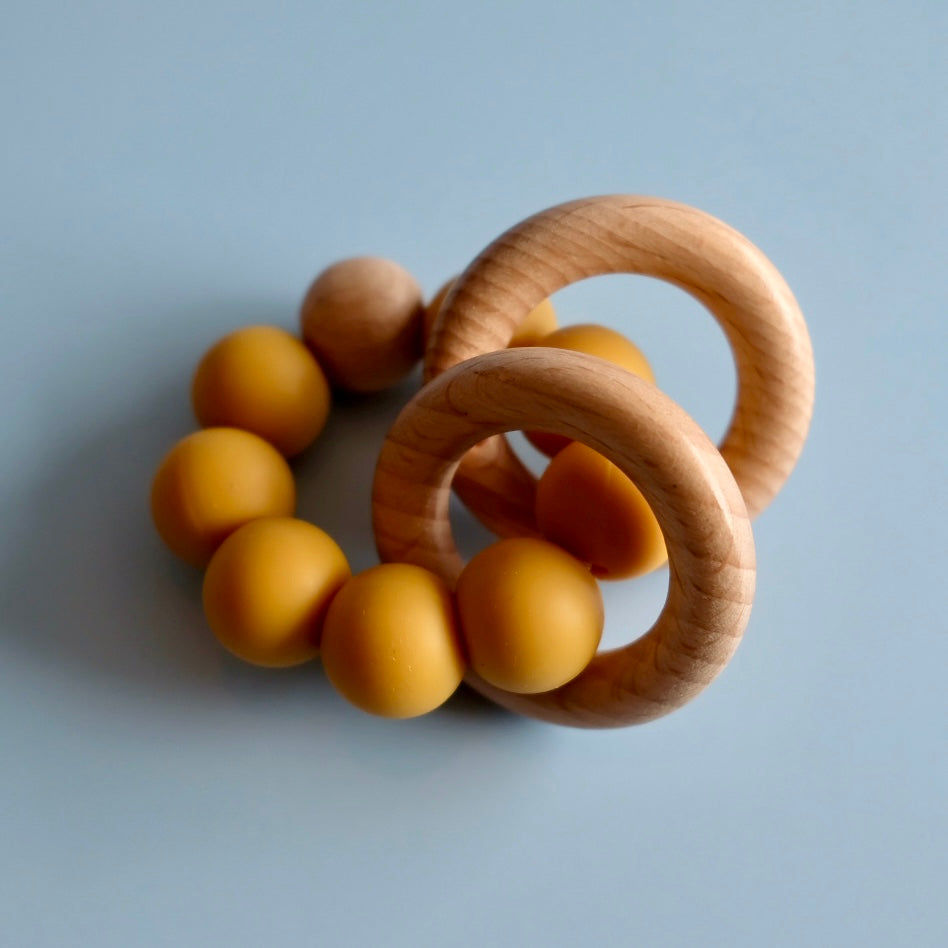 Wooden and silicone baby teether image 1