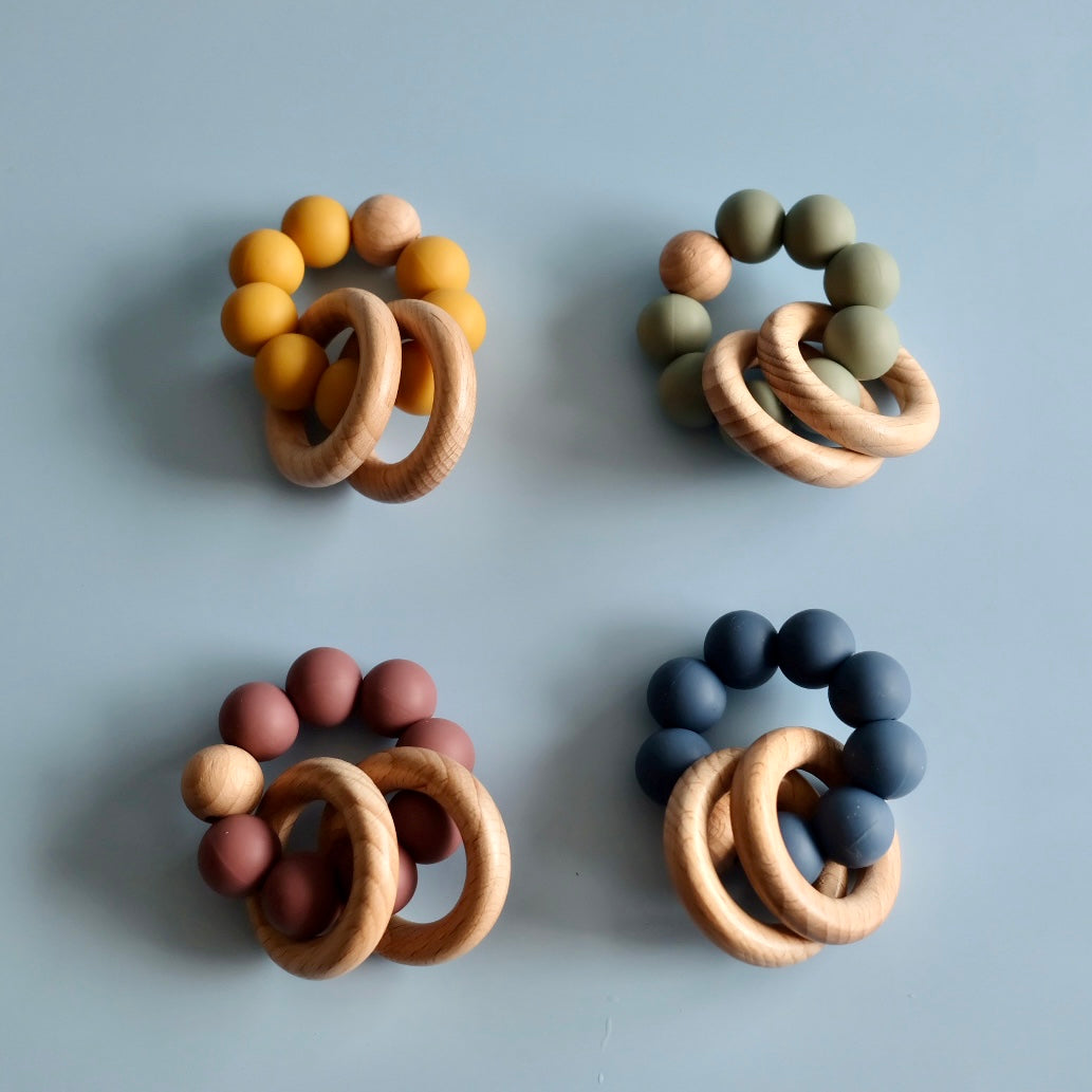 Wooden and silicone baby teether image 0